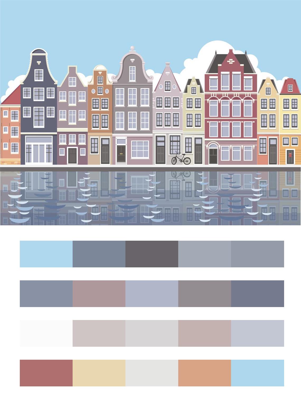 Домики Амстердама цвета