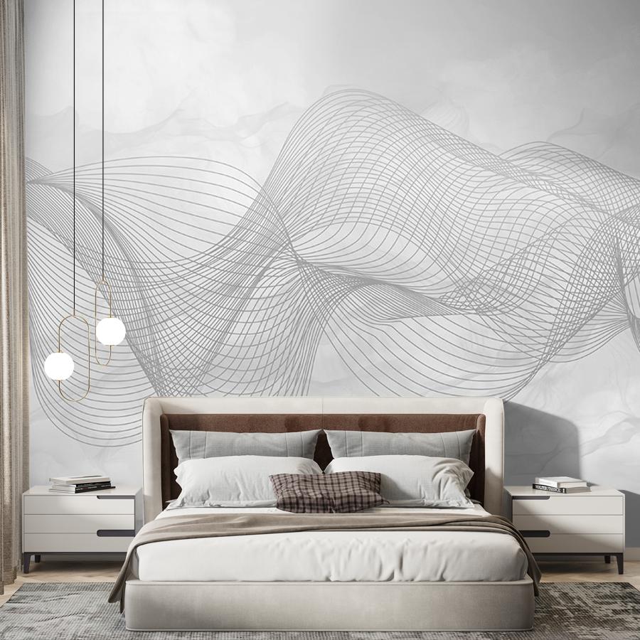 фотообои линии на серой дымке 9-1785