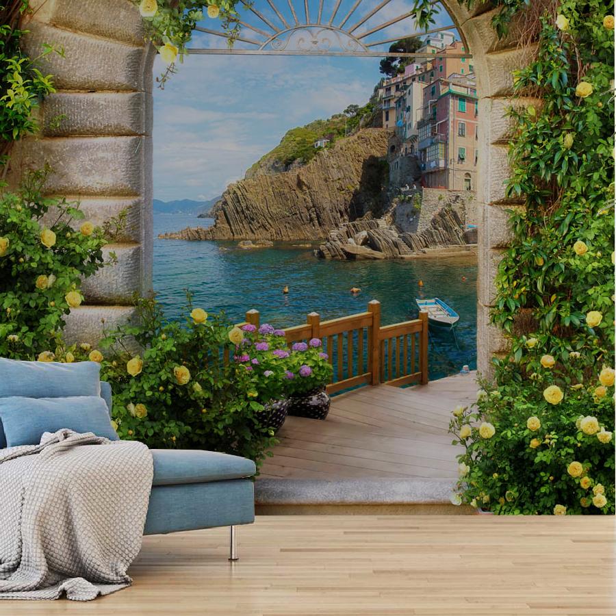 фотообои арка с видом на море и скалы 19-0122