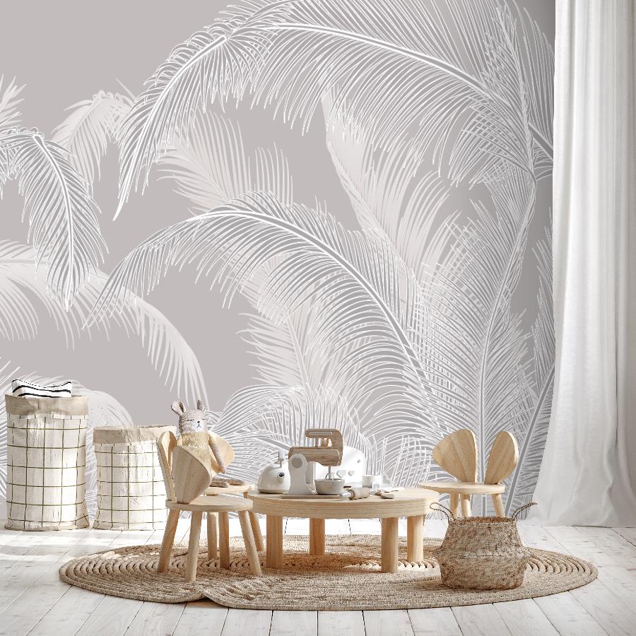 фотообои листья пушистые белые в спальню 14-1216