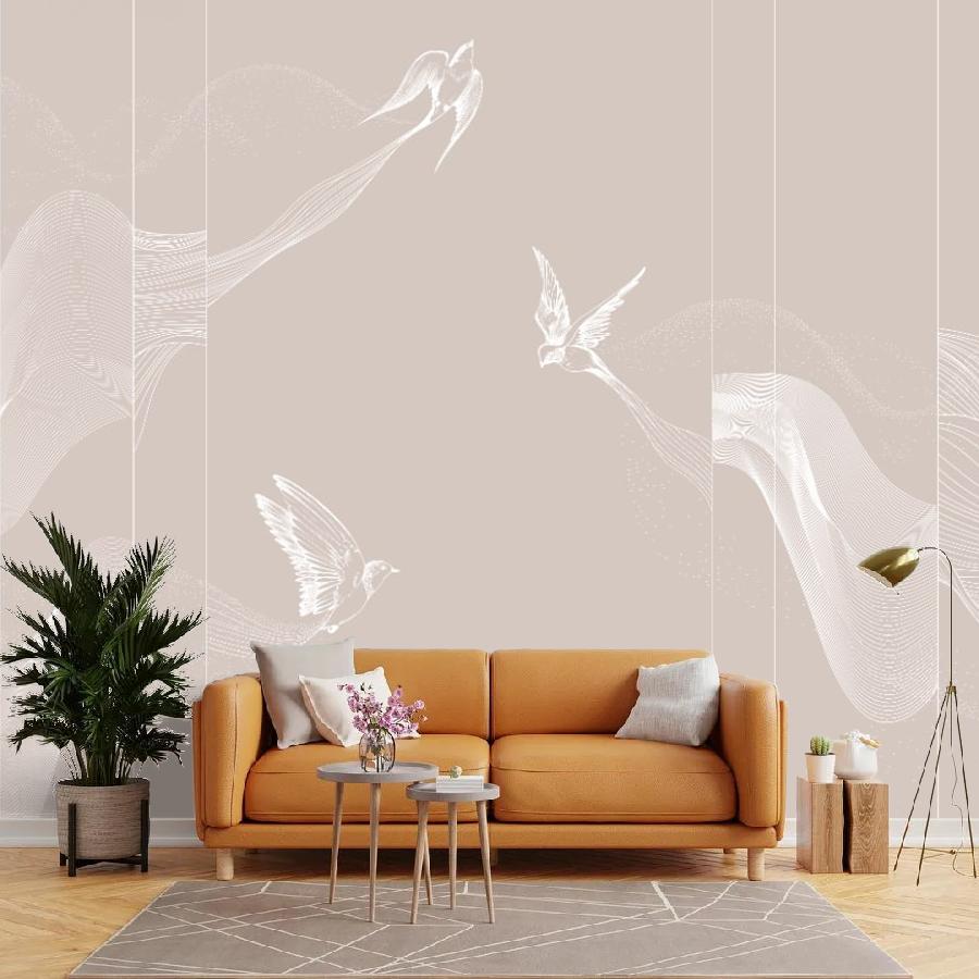 фотообои птицы летят белые 14-1179