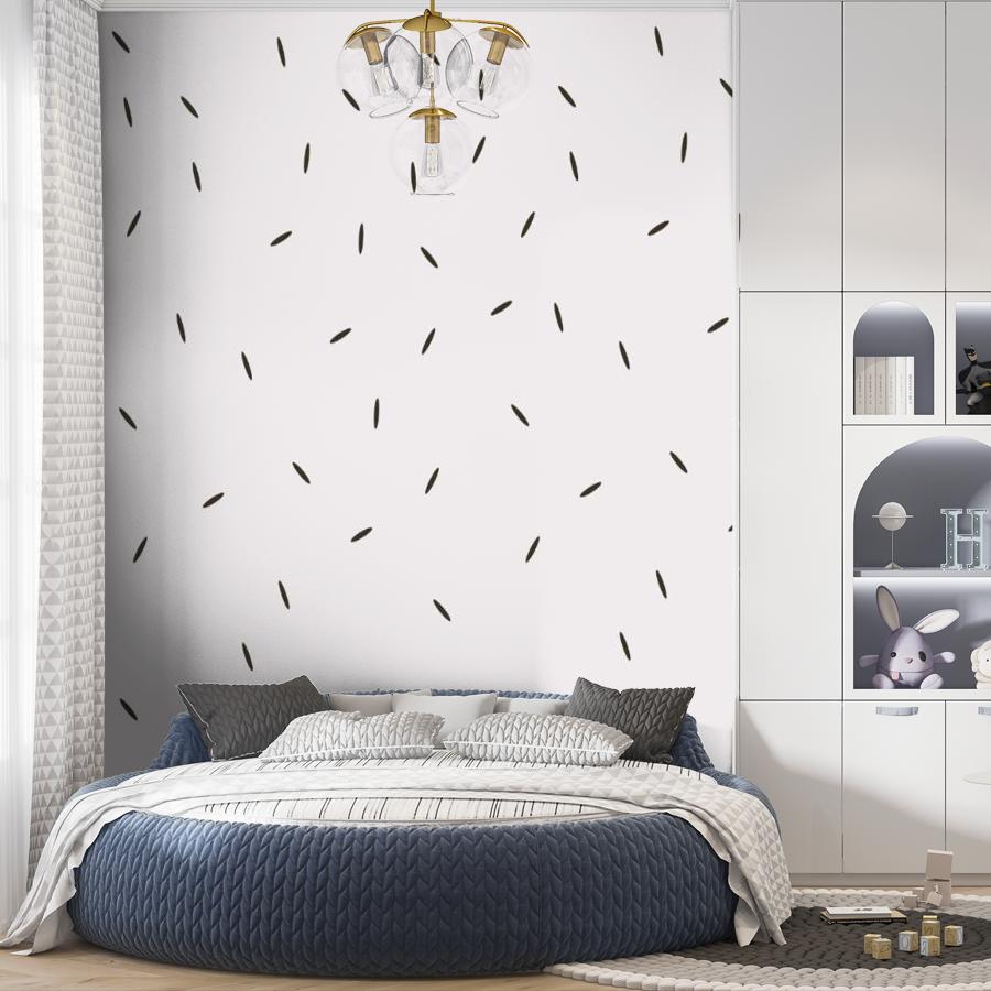 фотообои орнамент серые лепестки на белом 14-1019