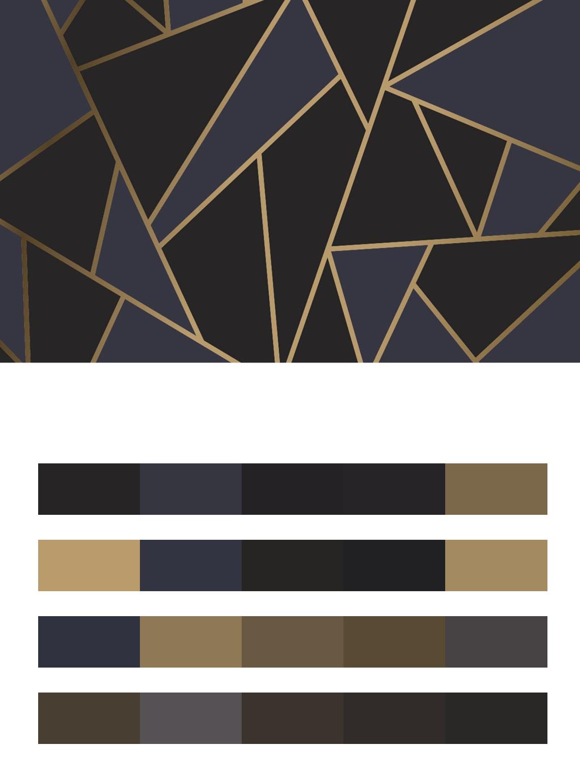 Золотые треугольники на черном фоне цвета