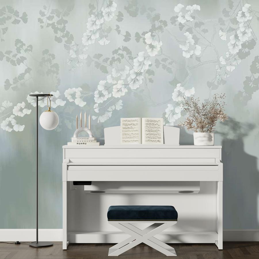 фотообои нежные ветви на мятном фоне 13-1003