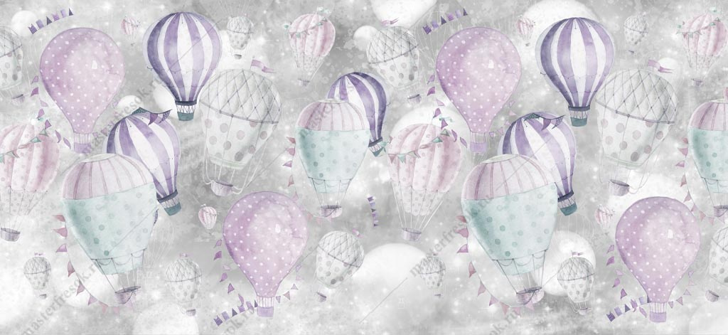 Фотообои Воздушные шары акварель