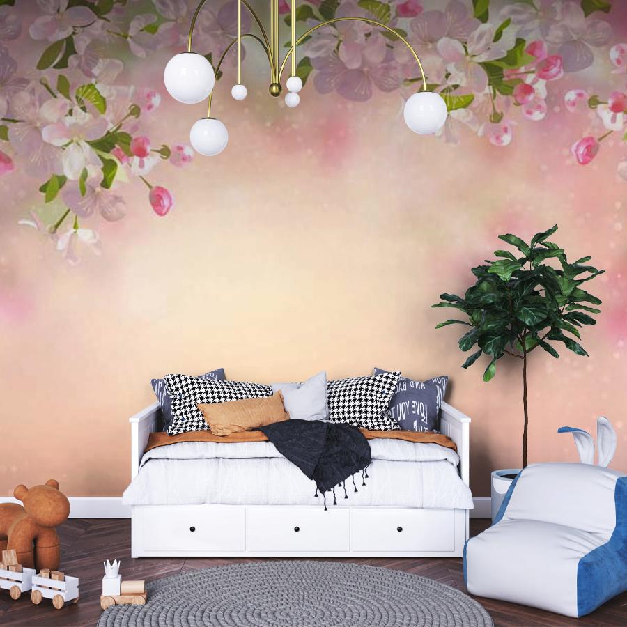 фотообои веточки сакуры на розовом фоне 10-119