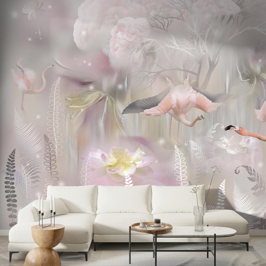 фотообои розовые фламинго в поле 13-844 фотообои розовые фламинго в поле 13-844