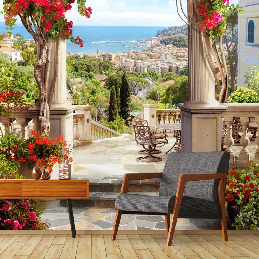 фотообои арка в цветах возле набережной 19-0134