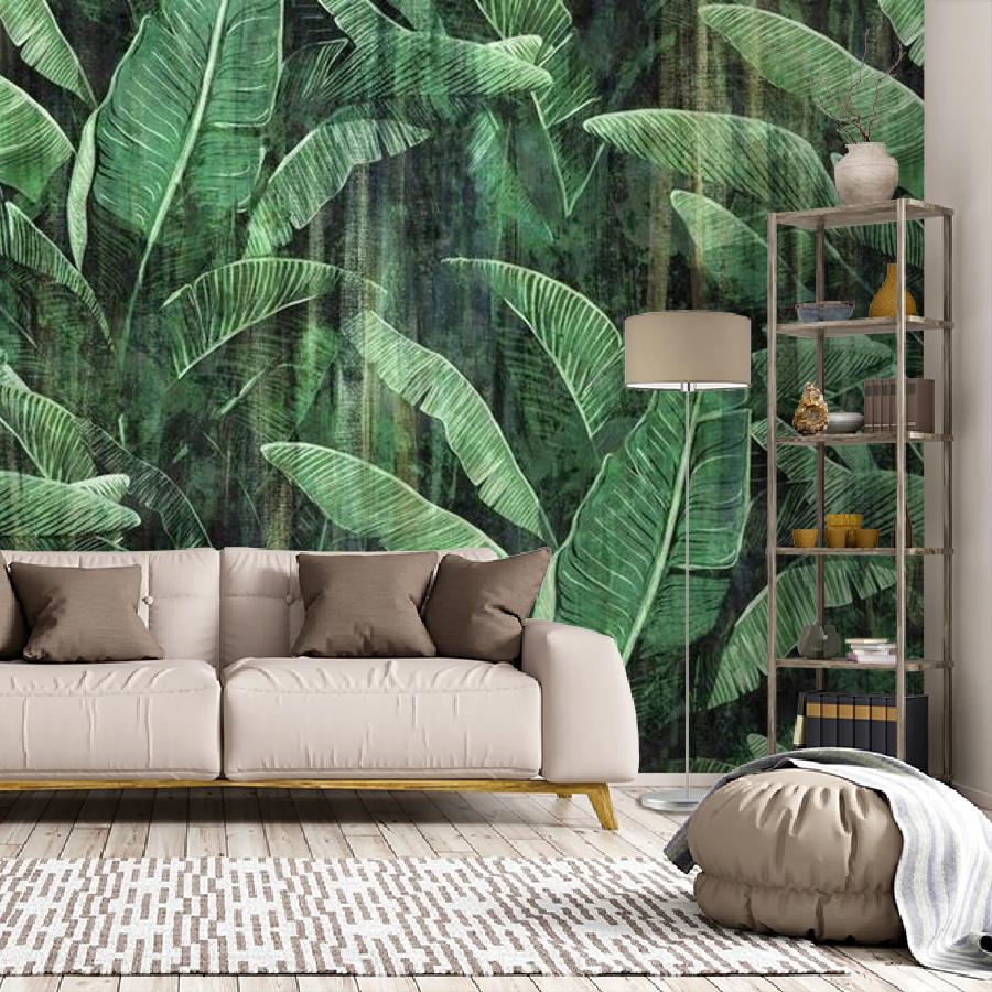 фотообои листья темный фон 12-1855