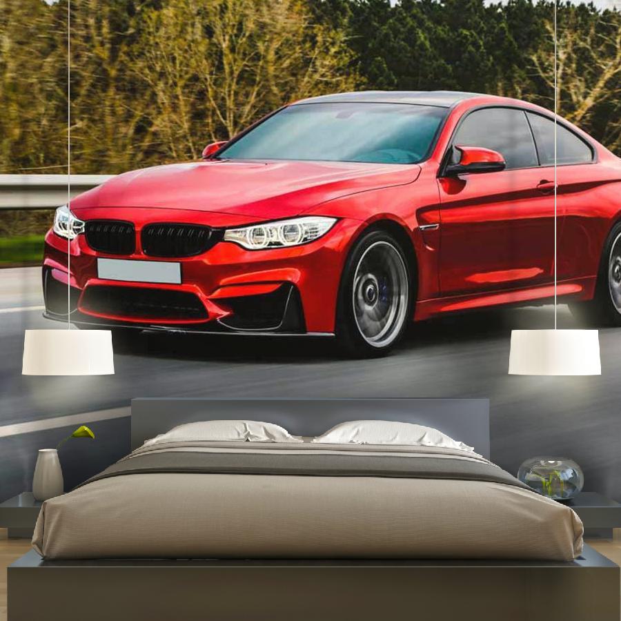 фотообои красная машина на дороге 12-593