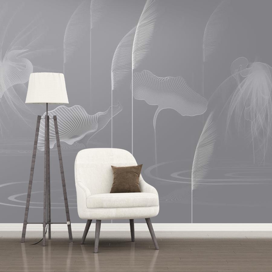 фотообои тонкие линии колоски и кувшинки 13-988