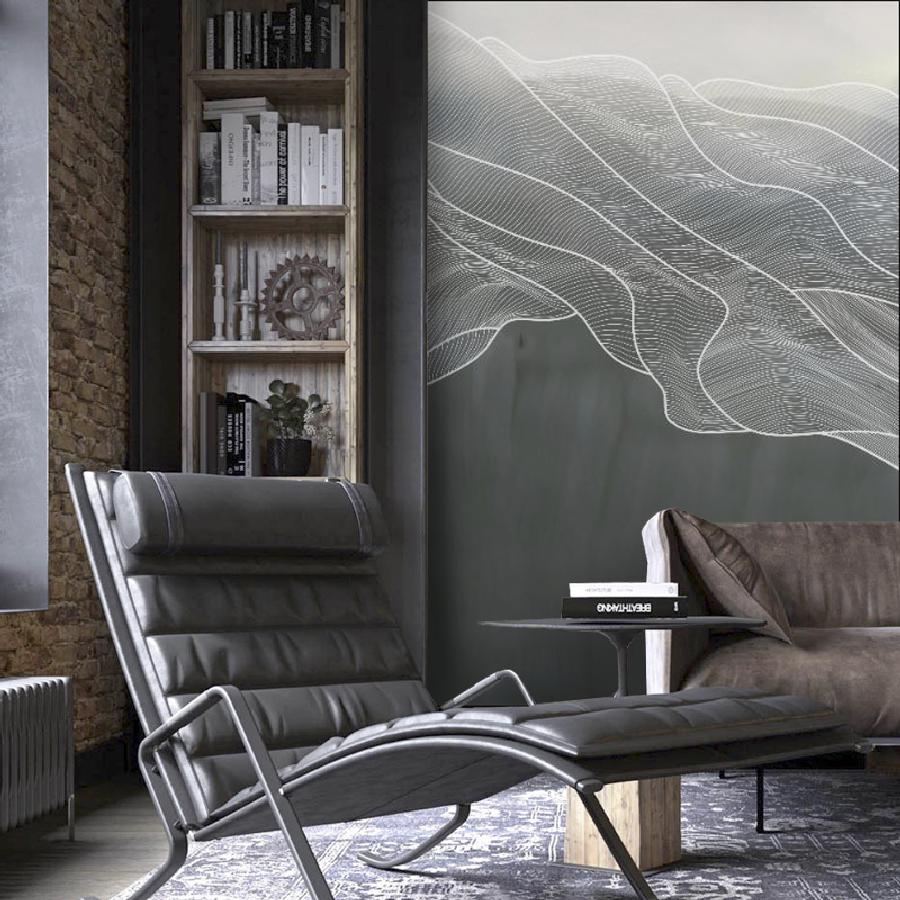 фотообои линии белые на темном сером 14-941