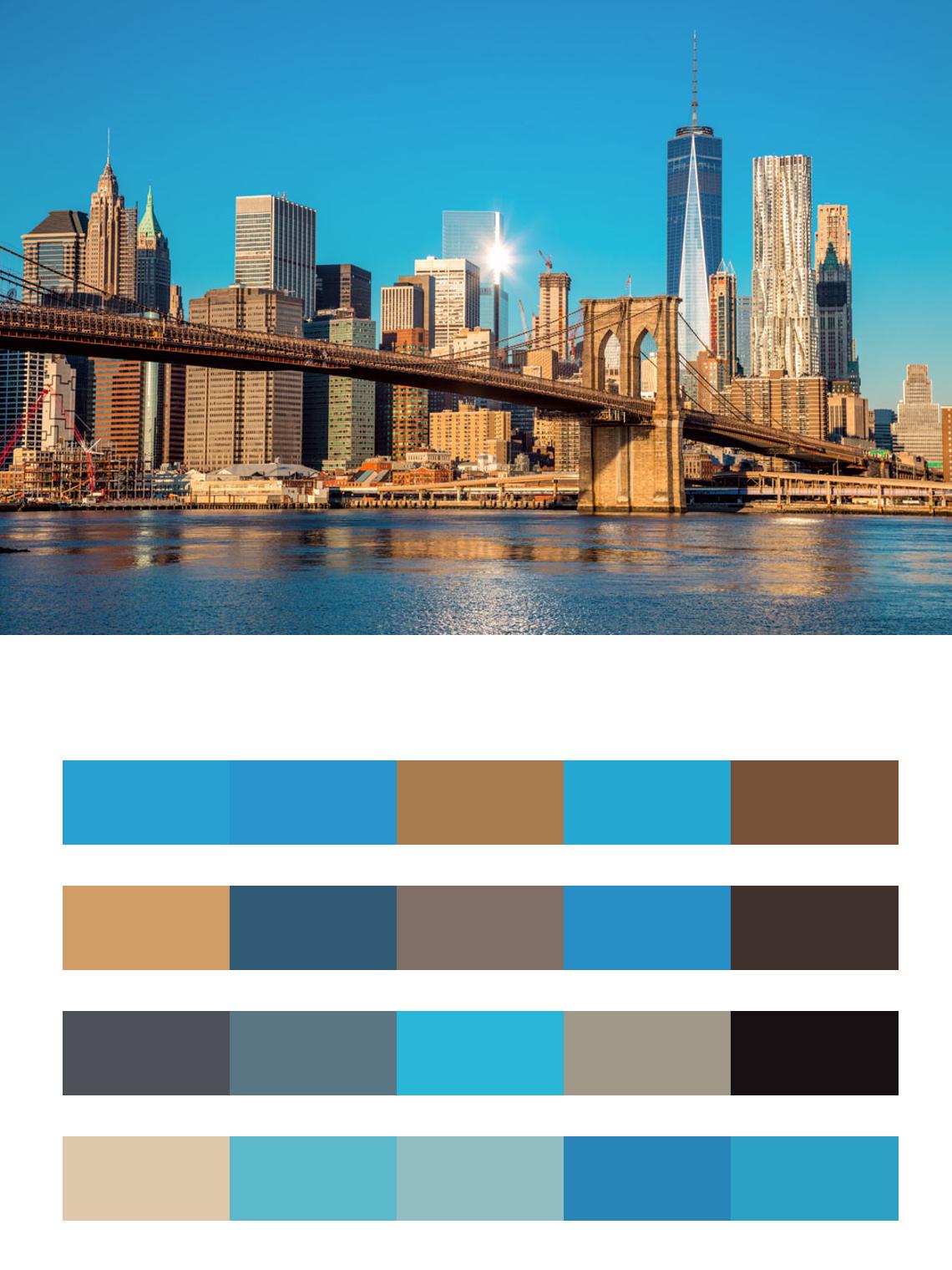 Бруклинский мост в ясную погоду цвета