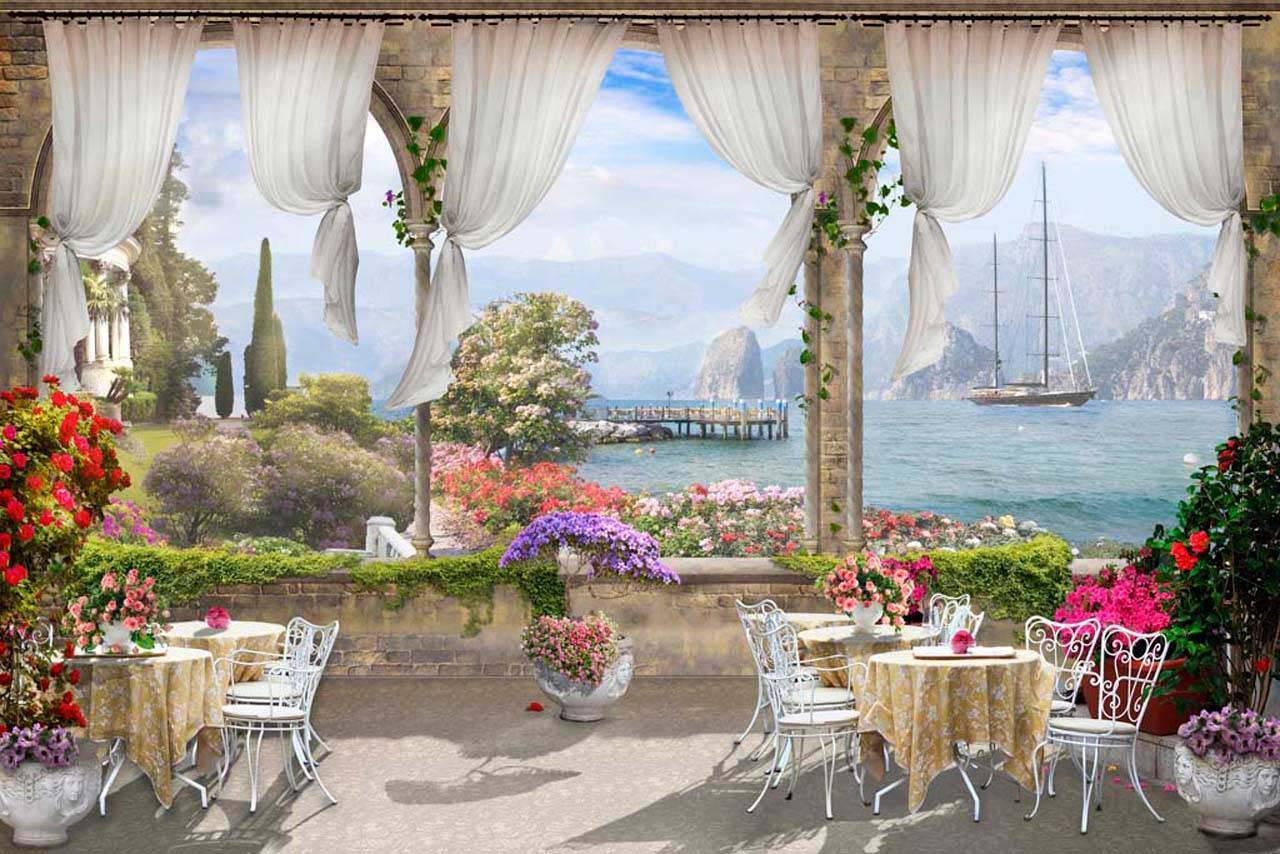 Фотообои Кафе на террасе с видом на море