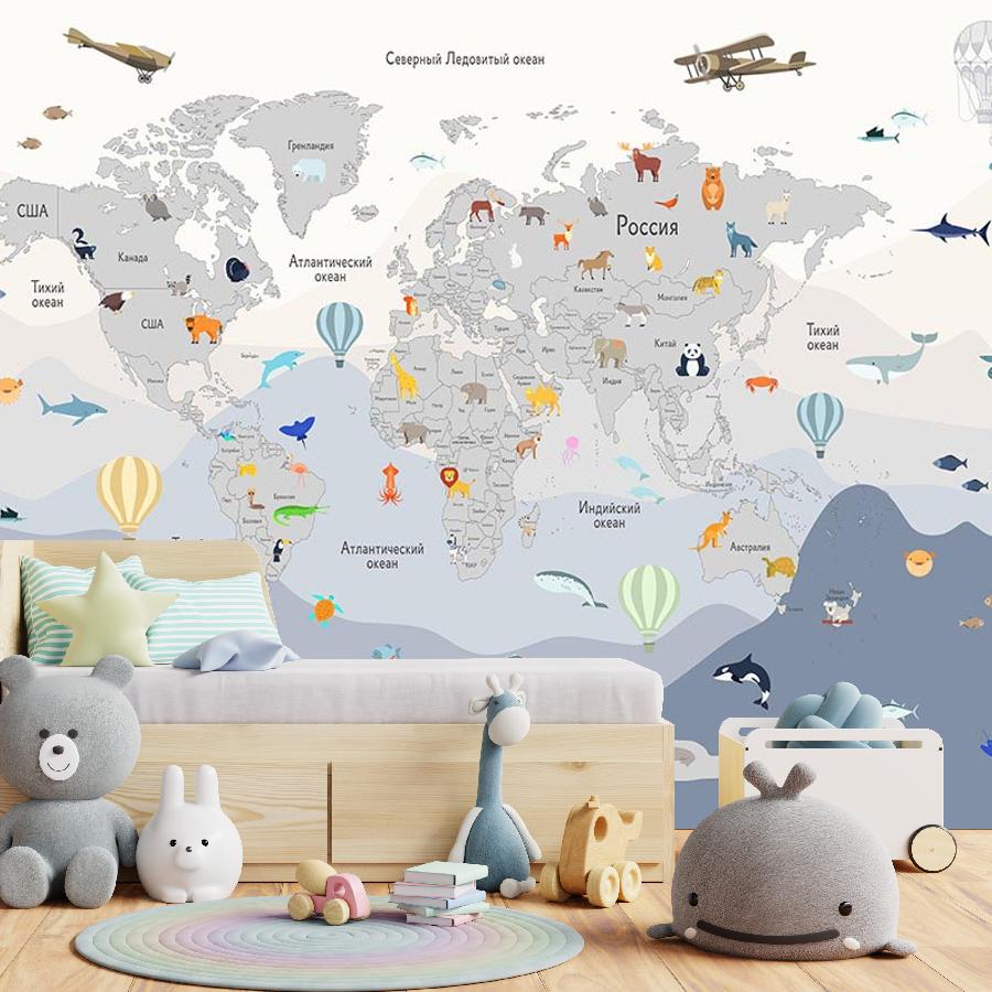 фотообои карта мира с животными 14-330 фотообои карта мира с животными 14-330