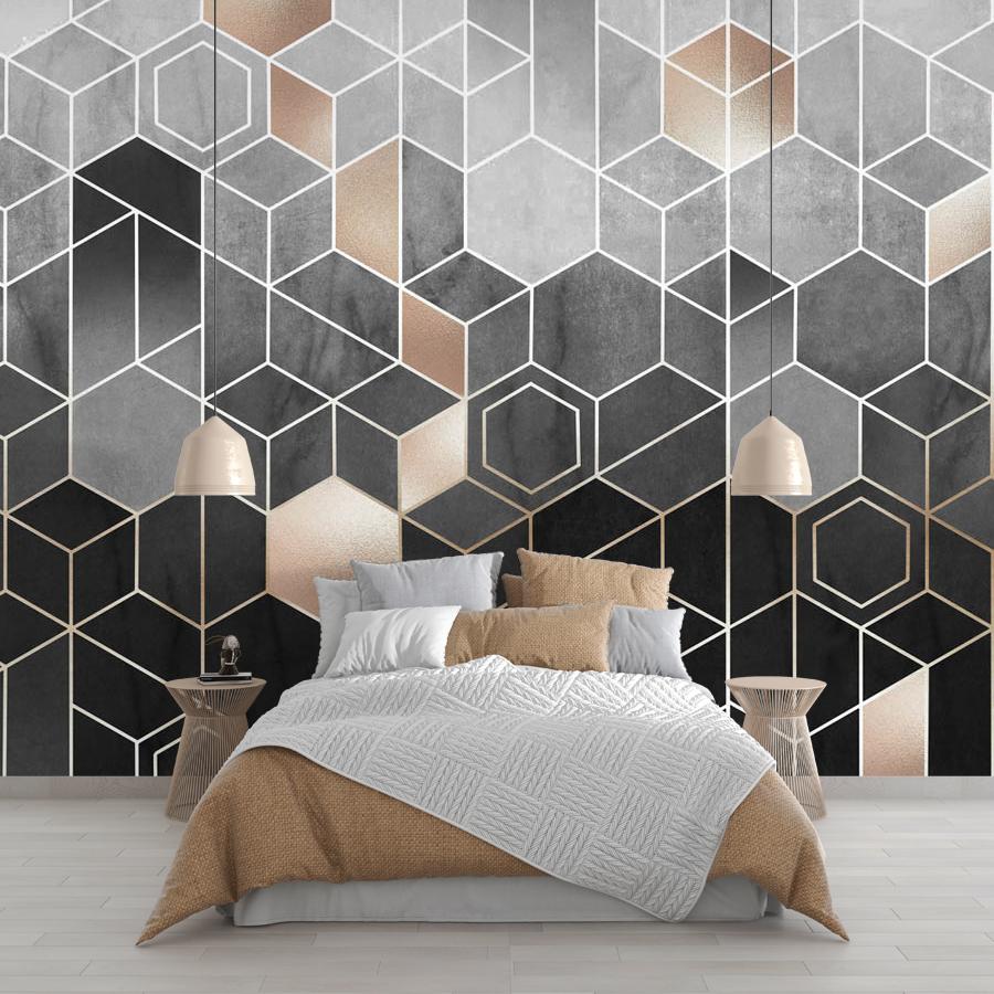 фотообои серые соты 9-1346