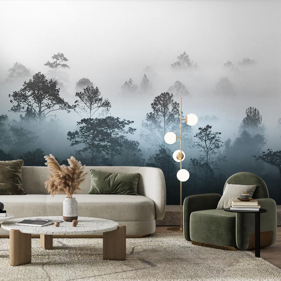 фотообои лес в утреннем тумане 9-2026