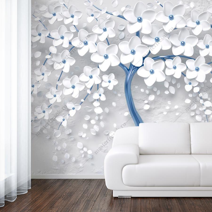 фотообои 3д дерево с золотыми цветами 10-742 фотообои 3д дерево с золотыми цветами 10-742