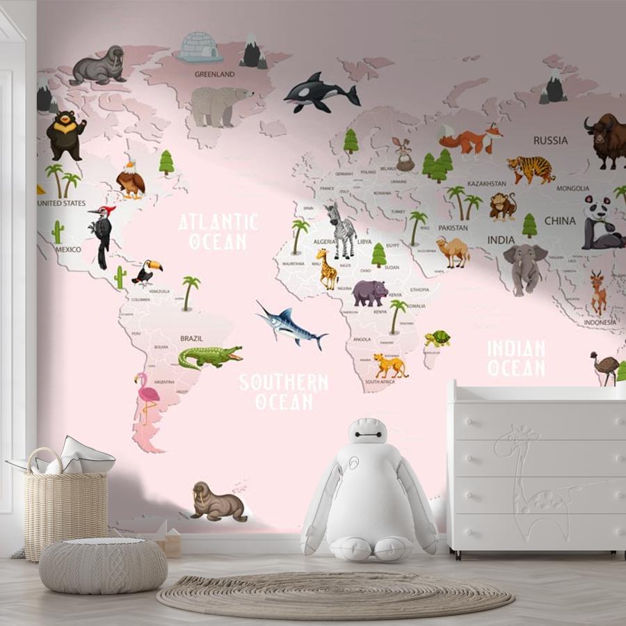 фотообои карта мира розовая 12-779 фотообои карта мира розовая 12-779