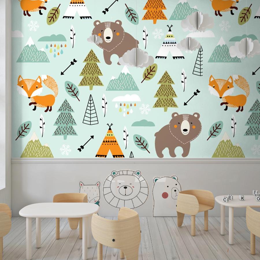 Фотообои и фотообои мишки и лисички 12-692