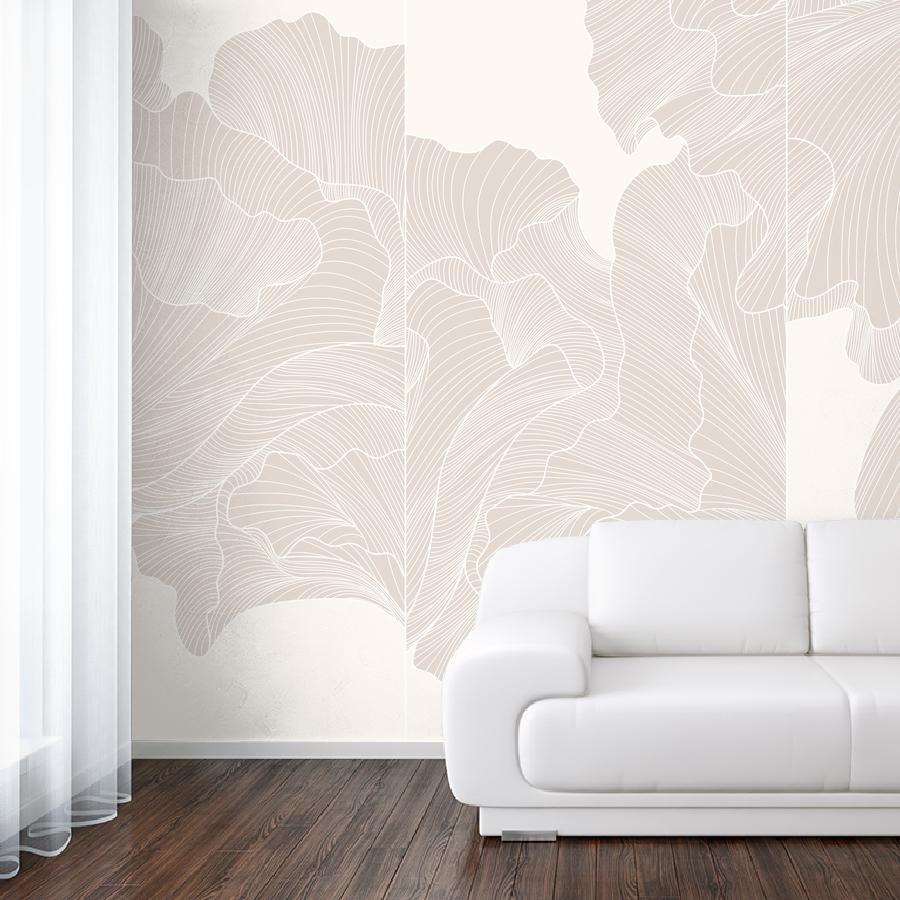 фотообои линии бежевые на молочном фоне 14-1045