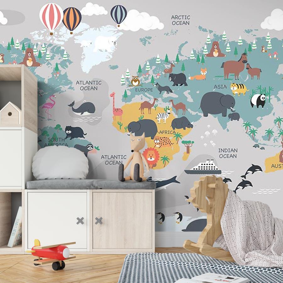 фотообои карта с морскими животными 14-558