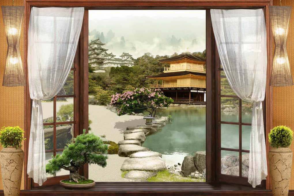 Фотообои Японский сад за окном