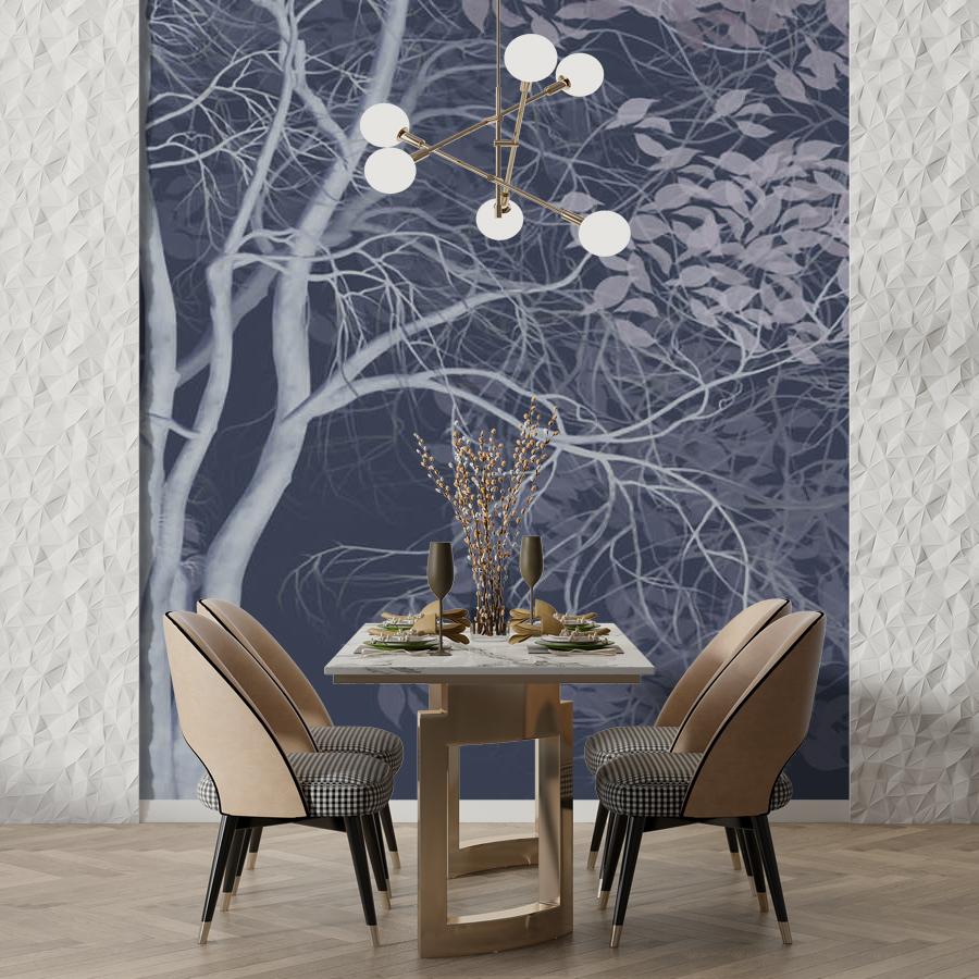 фотообои деревья с листьями на темном фоне 13-360