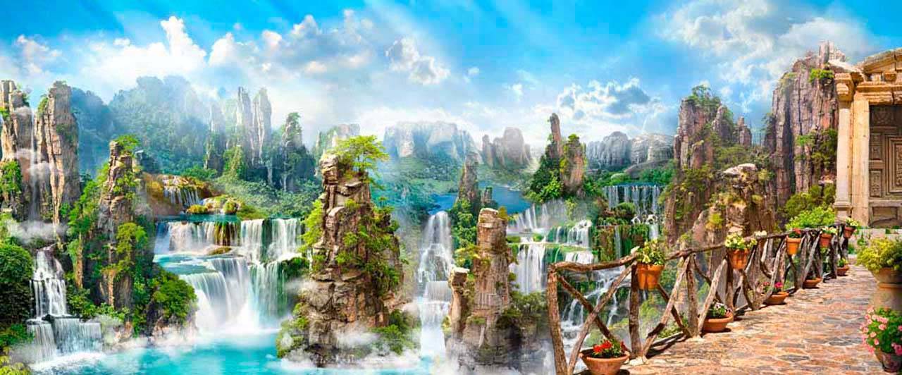 фотообои водопады в живописных горах 11-125