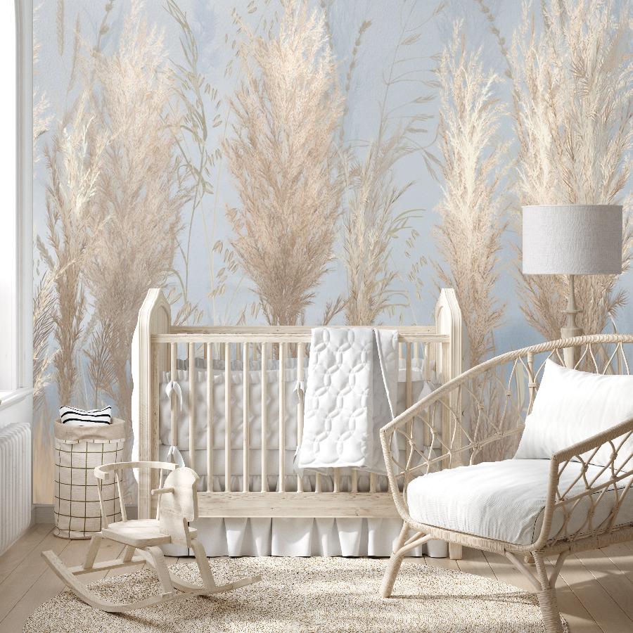 фотообои пампасная трава на сером фоне 14-897