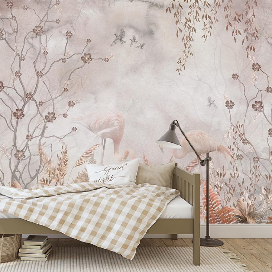 фотообои фламинго в тумане 12-1591