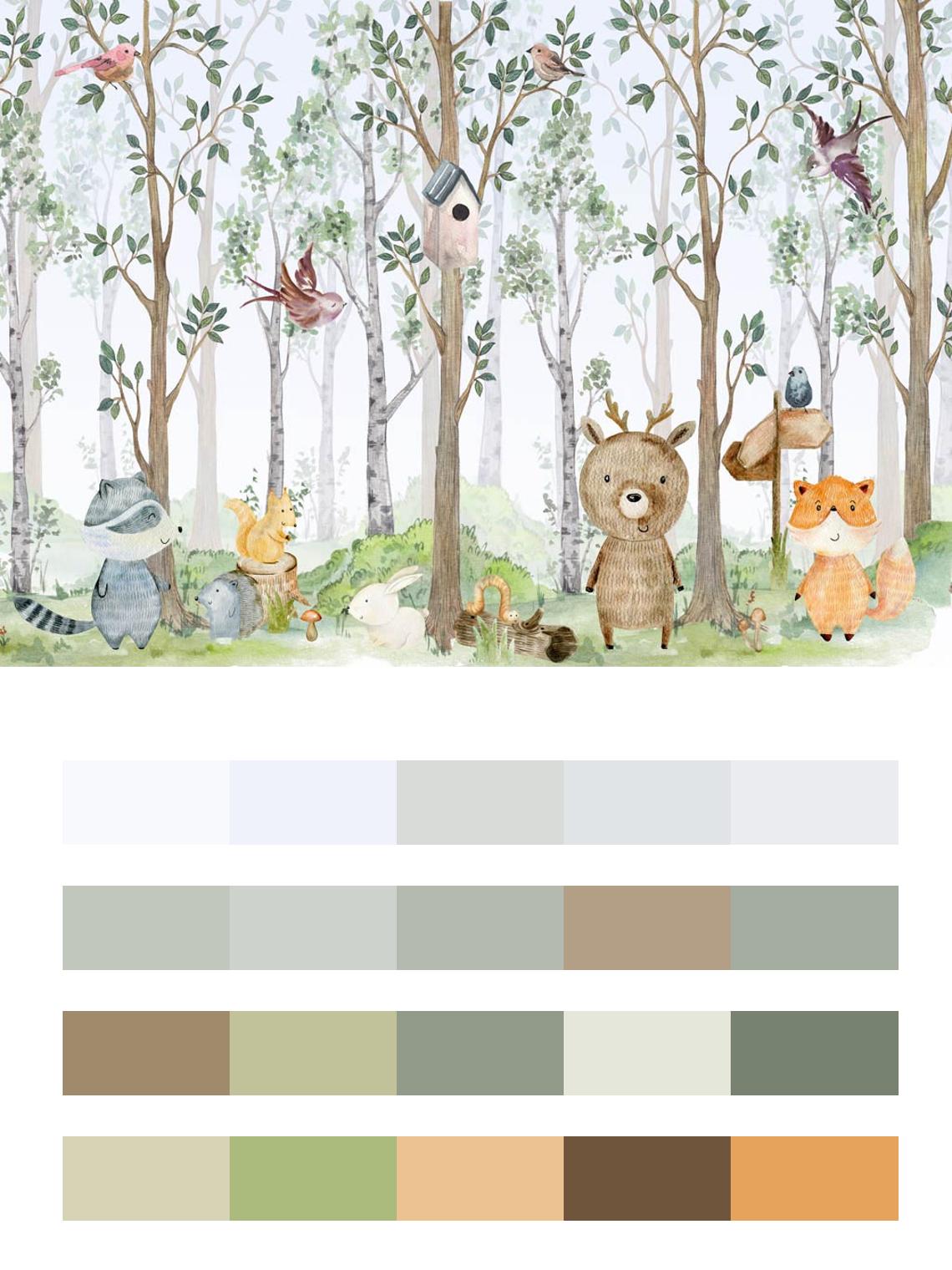 Лесные животные акварелью цвета