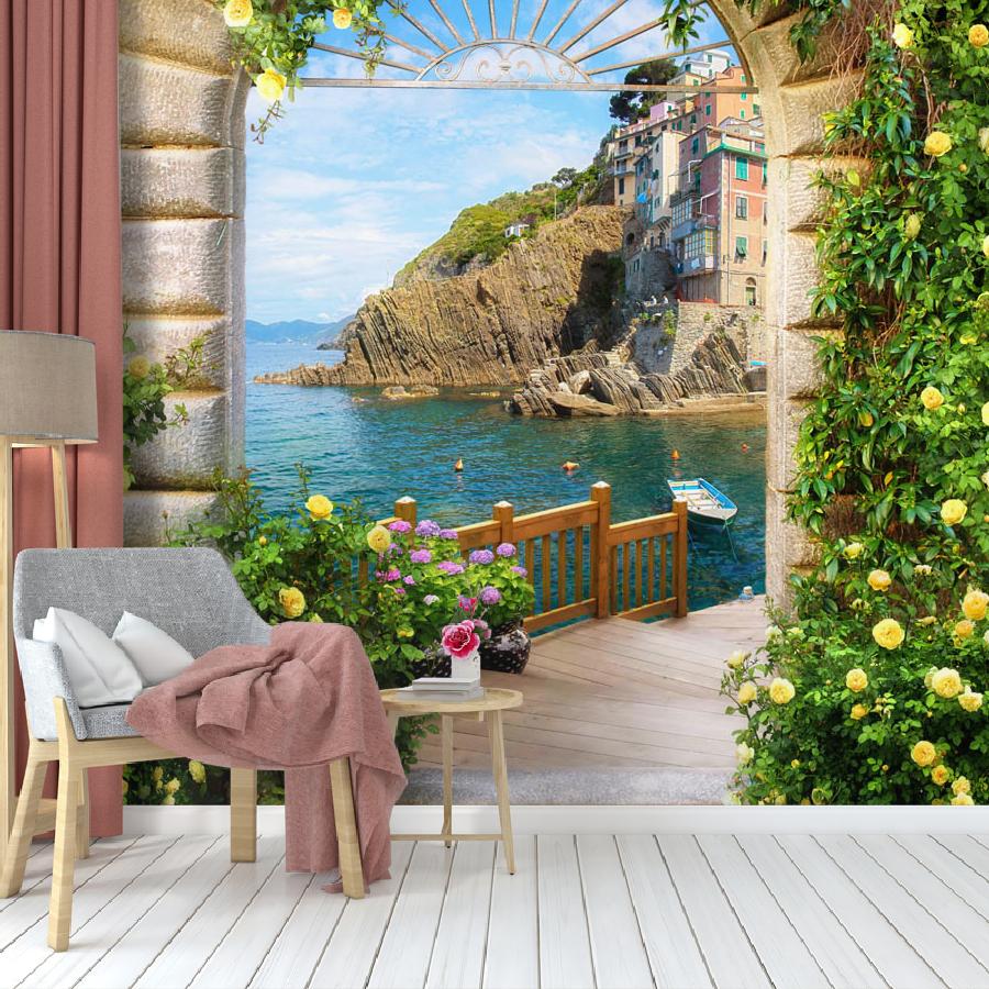 фотообои арка с видом на море и скалы 19-0122