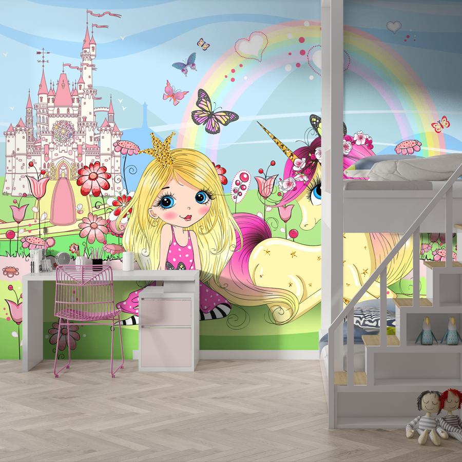 фотообои принцесса у радуги 19-0005