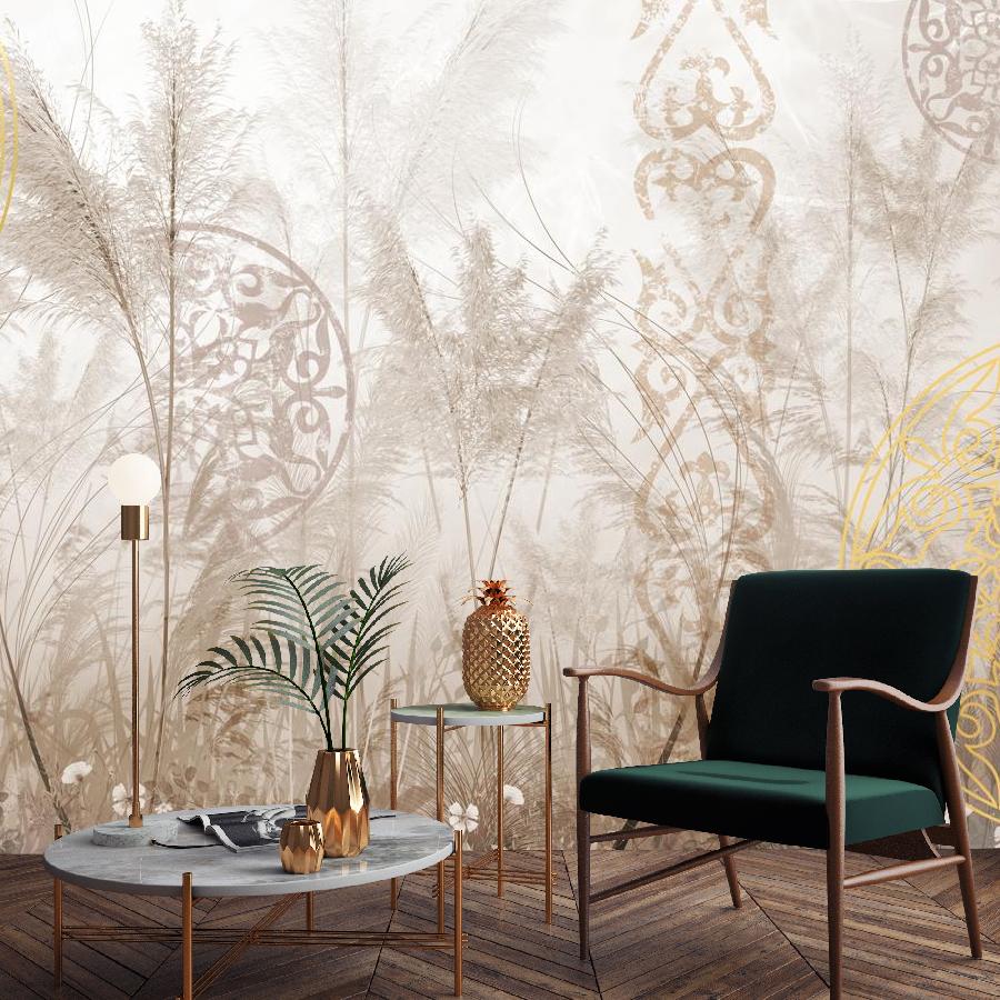 фотообои флористика с национальным орнаментом 14-1014