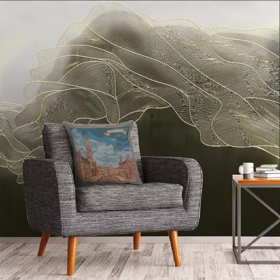 фотообои линии золотистые на черном фоне 14-938