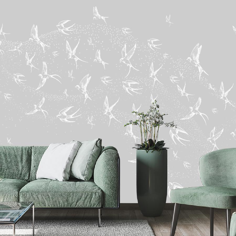 фотообои стая птичек в спальню 14-1188