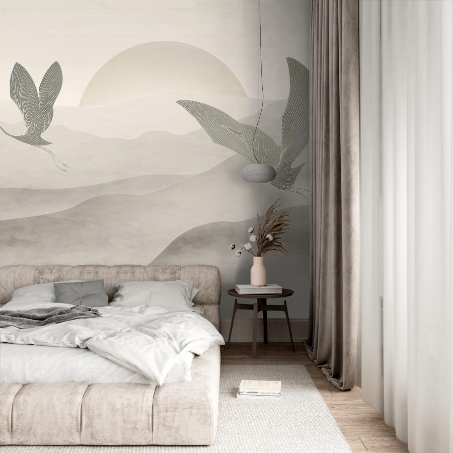 фотообои 3д холмы и птицы 14-1261