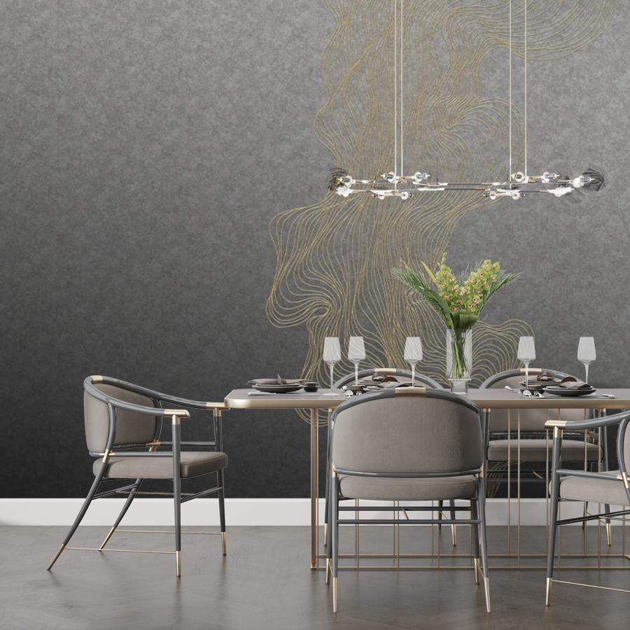 фотообои золотые линии на черном 14-787