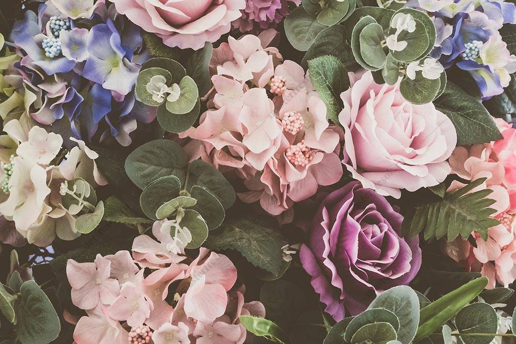 Фотообои Гортензии и розы