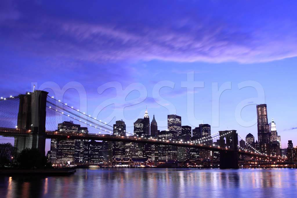 Фотообои Вид на ночной город и мост
