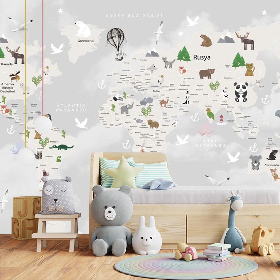 фотообои карта мира светлая 12-788