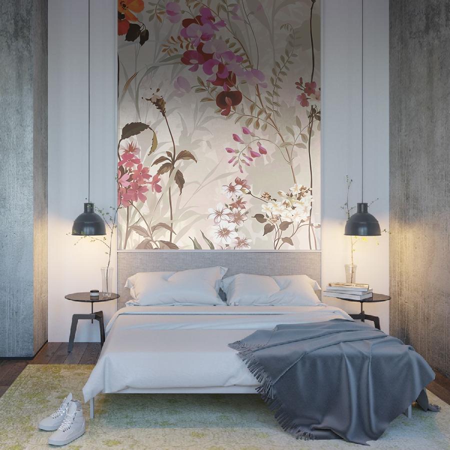 фотообои цветочная поляна с птицами 14-1110