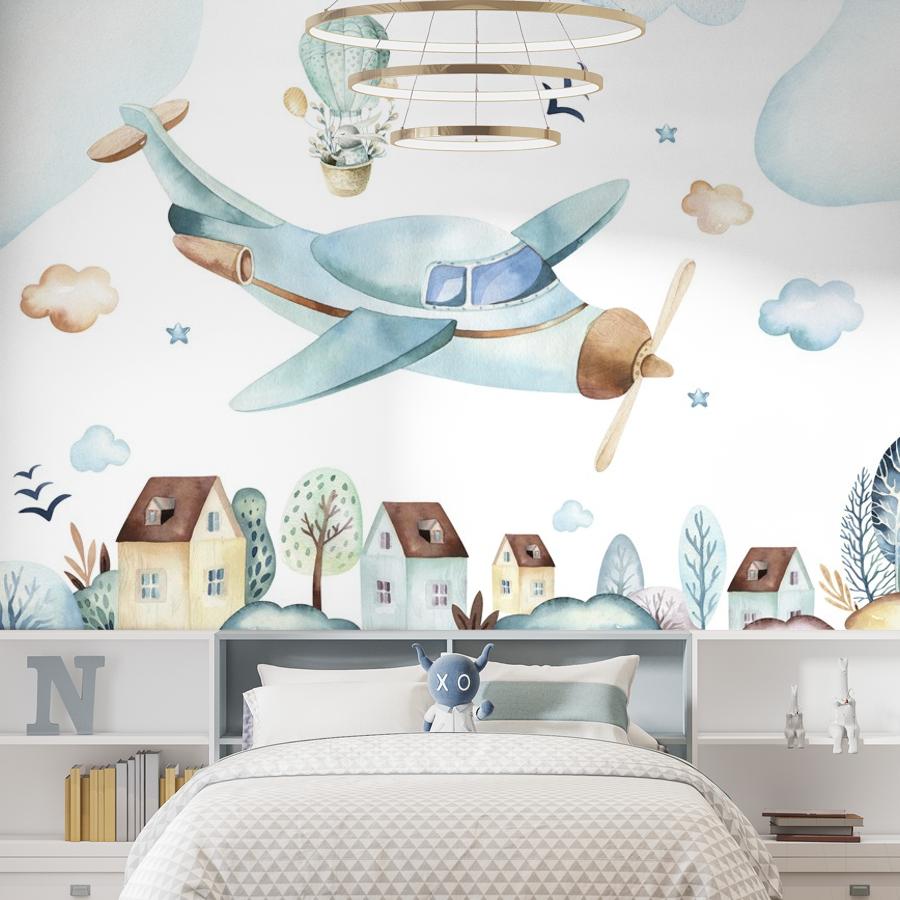 фотообои самолетик над городом 14-506 фотообои самолетик над городом 14-506