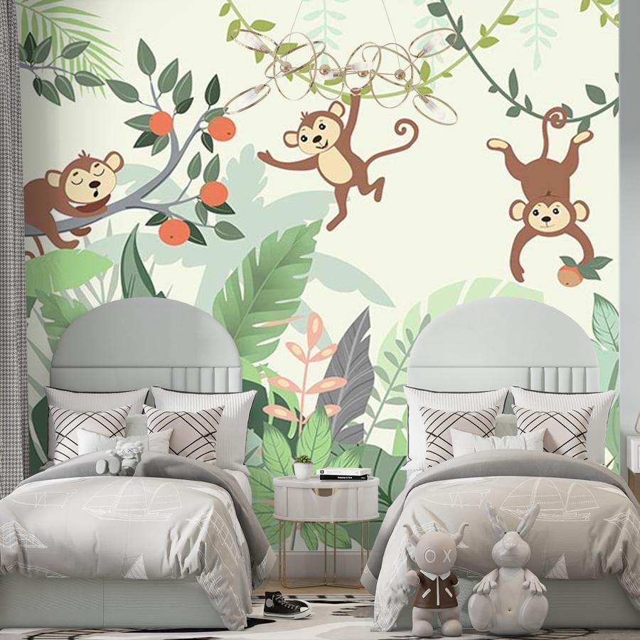 фотообои веселые обезьянки в джунглях 12-1528