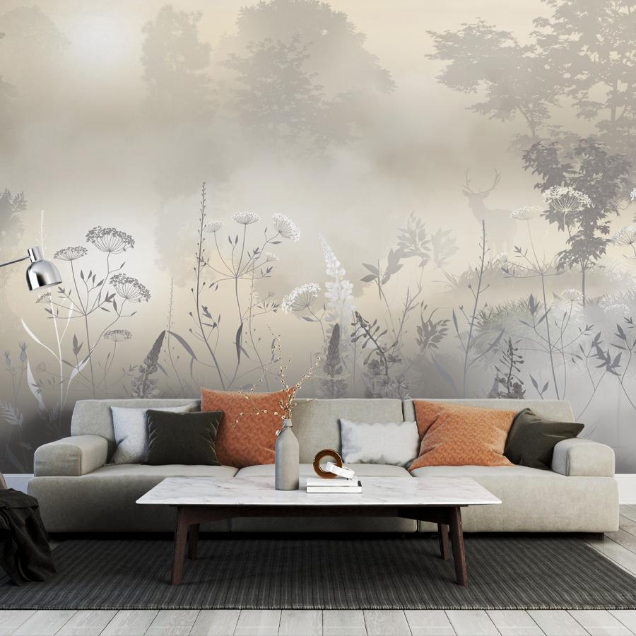фотообои поляна 3д в тумане