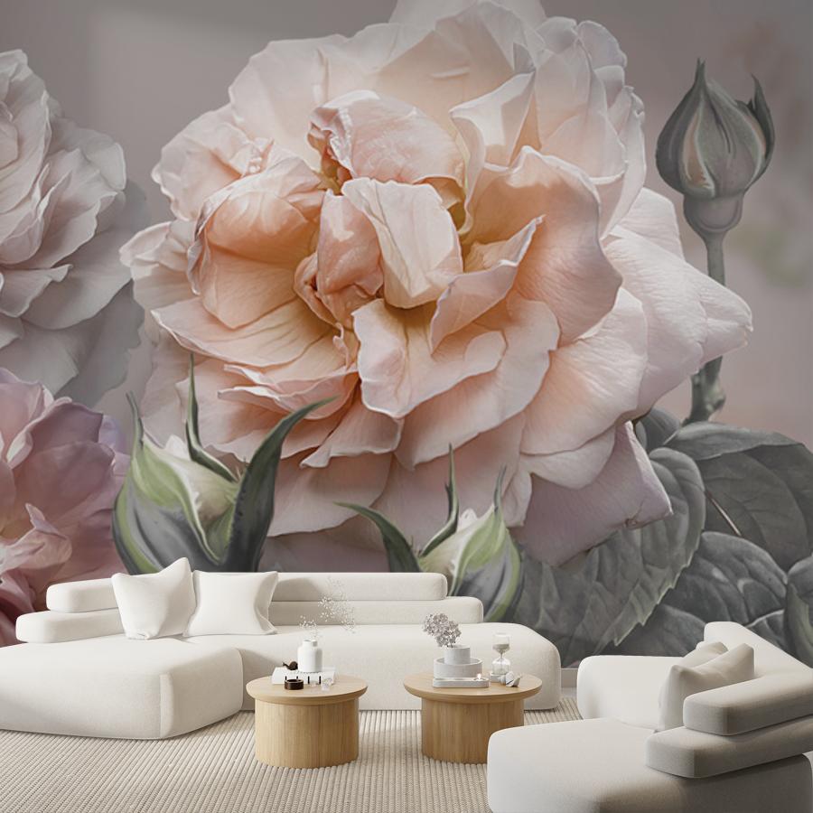 фотообои пионы акварелью 13-278