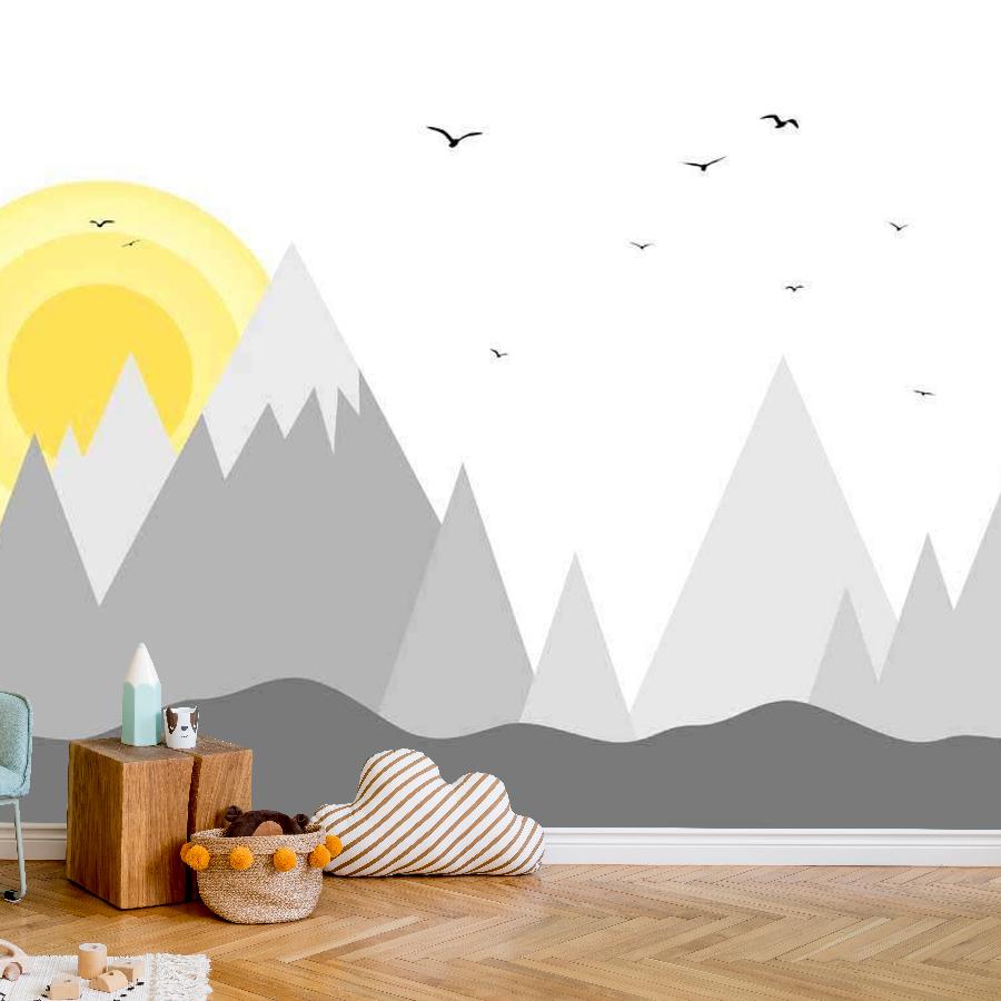 фотообои горы серые с солнцем 12-441