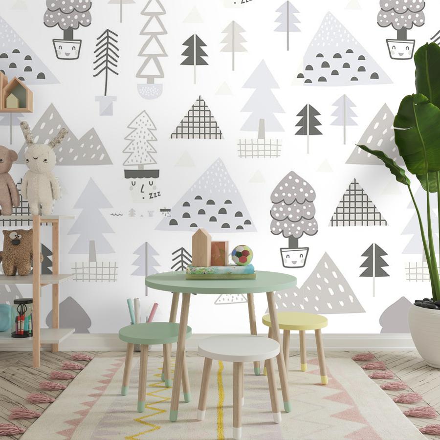 Фотообои и фотообои горы серые и елочки 12-706