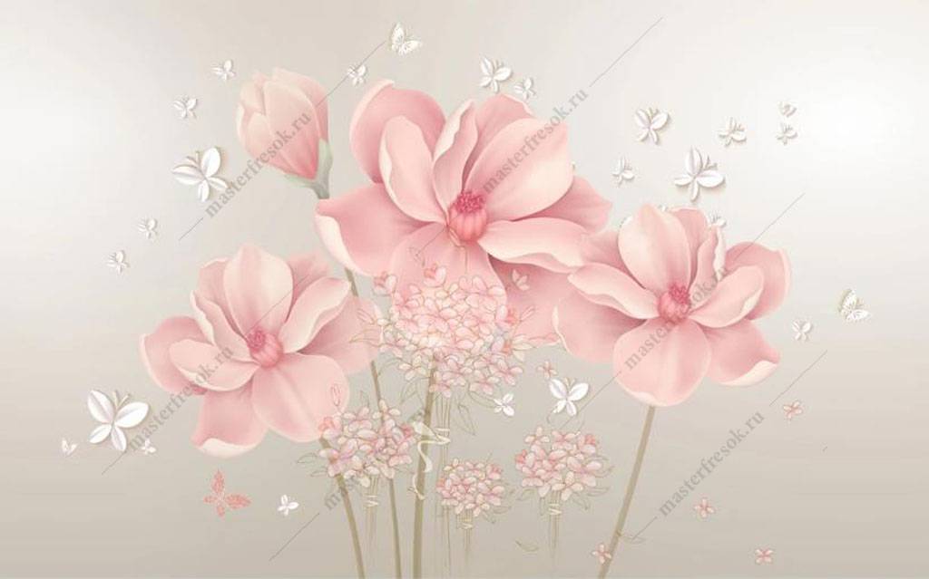 Фотообои Розовые цветочки